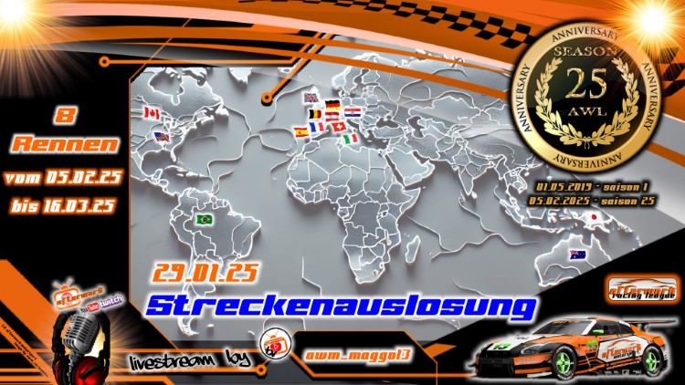 afterWork Racing League Saison 25 Streckenauslosung